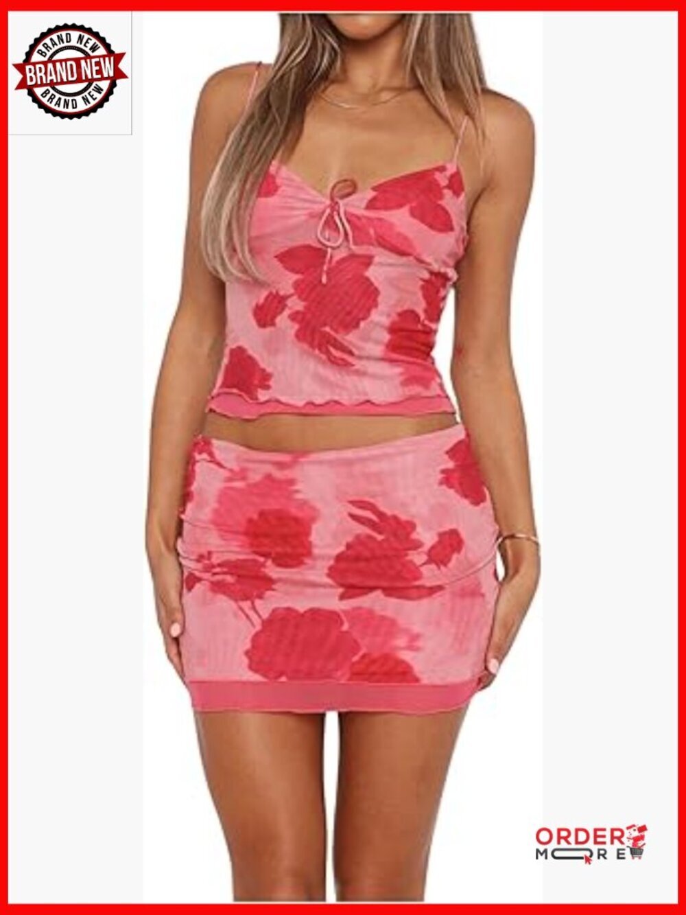 Mesh 2 Piece Skirt Set Crop Tank Bodycon Mini Y2K Going Out Outfit